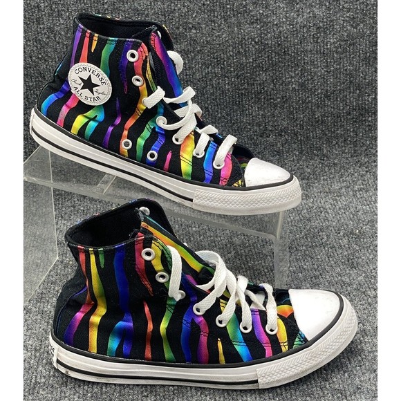 CHUCK TAYLOR ALL STAR High Big Kids Size 3 Rainbow Zebra Black 667601f Sneakers - Picture 3 of 9